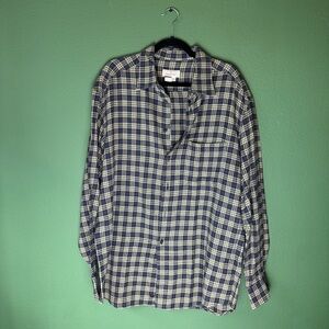 Ermenegildo Zegna Blue Plaid Flannel Button Down Shirt Size XXL